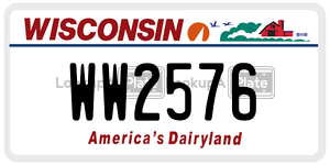WW2576  license plate in WI