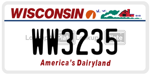 WW3235  license plate in WI