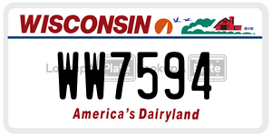 WW7594  license plate in WI