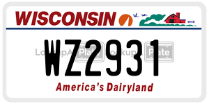 WZ2931  license plate in WI
