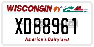 XD88961  license plate in WI