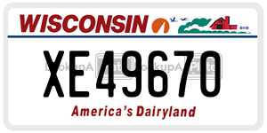 XE49670  license plate in WI