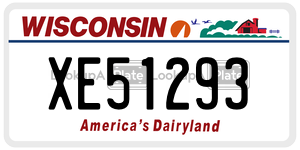 XE51293  license plate in WI