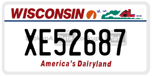 XE52687 license plate in Wisconsin