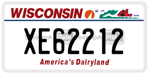 XE62212  license plate in WI