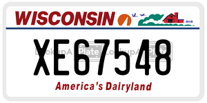 XE67548  license plate in WI
