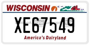 XE67549  license plate in WI