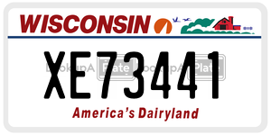 XE73441  license plate in WI