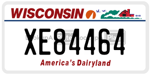 XE84464  license plate in WI