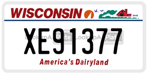 XE91377  license plate in WI