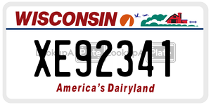 XE92341  license plate in WI
