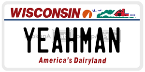 YEAHMAN license plate in Wisconsin