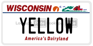 YELL0W  license plate in WI