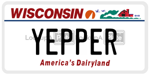YEPPER license plate in Wisconsin