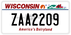 ZAA2209  license plate in WI