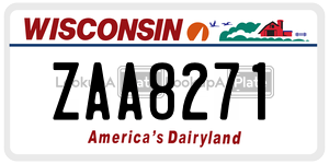 ZAA8271  license plate in WI