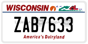ZAB7633  license plate in WI