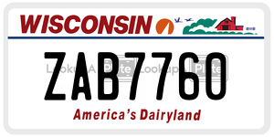 ZAB7760  license plate in WI
