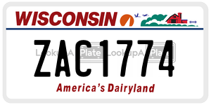 ZAC1774  license plate in WI