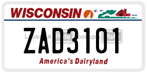 ZAD3101  license plate in WI
