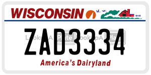 ZAD3334  license plate in WI
