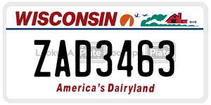 ZAD3463  license plate in WI