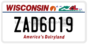 ZAD6019  license plate in WI