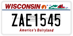 ZAE1545  license plate in WI