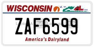 ZAF6599 license plate in Wisconsin