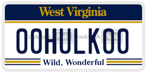 00HULK00  license plate in WV