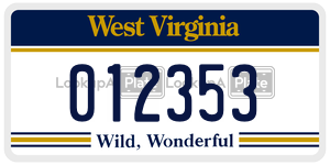 012353  license plate in WV