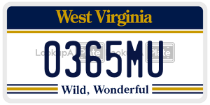 0365MU  license plate in WV