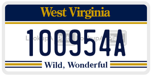100954A  license plate in WV