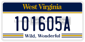 101605A license plate in West Virginia