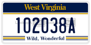102038A license plate in West Virginia