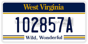 102857A  license plate in WV