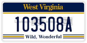 103508A  license plate in WV