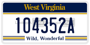 104352A  license plate in WV
