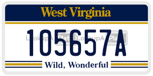 105657A  license plate in WV