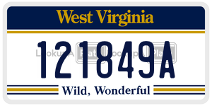 121849A  license plate in WV