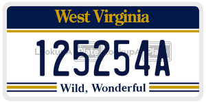 125254A  license plate in WV