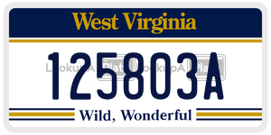 125803A  license plate in WV