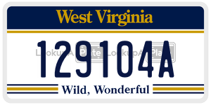 129104A  license plate in WV