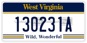 130231A  license plate in WV