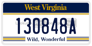 130848A  license plate in WV