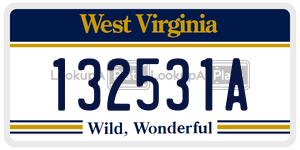 132531A  license plate in WV