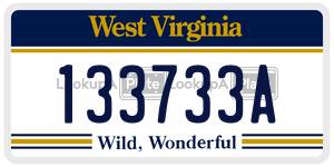 133733A  license plate in WV