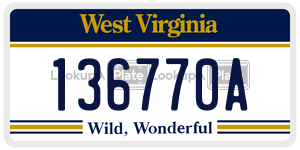 136770A  license plate in WV