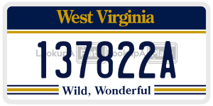 137822A  license plate in WV