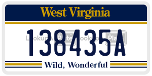 138435A  license plate in WV